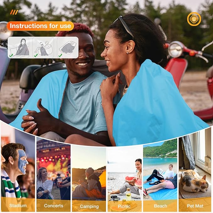 Outdoor Waterproof Camping Blanket - Hooded Fleece Windproof Blanket for Stadium Sporting Events Concert Picnic Car Boat - Packable Camp Blanket for Cold Weather Camping Gear Must Haves…