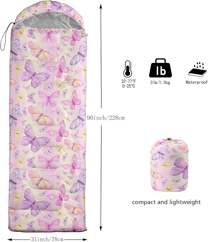 QOOMO Camping Sleeping Bags3 Season Warm &amp Cool WeatherLightweightWaterproof Sleeping Bags for Adults &amp KidsTravelingand OutdoorsCamping Gear Equipment