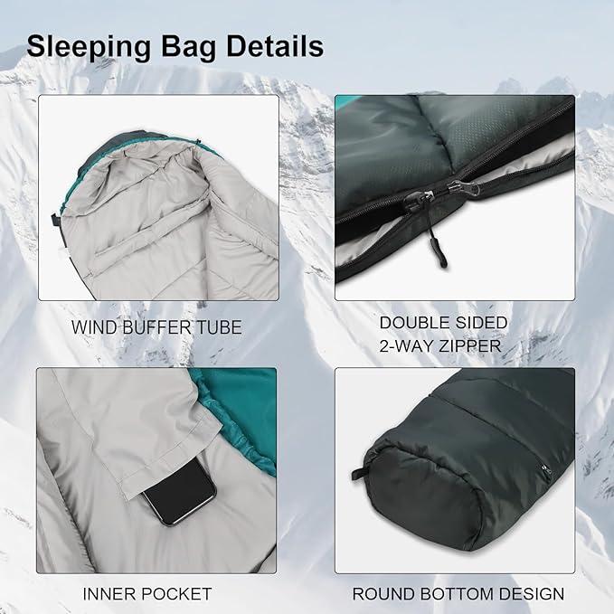 Northroad Mummy Sleeping Bag 14-59 ℉ 3-4 Season Warm &amp Cool Weather Summer Spring Fall Lightweight Washable Sleeping Bag for Outdoor Camping Hiking Travel Hunting