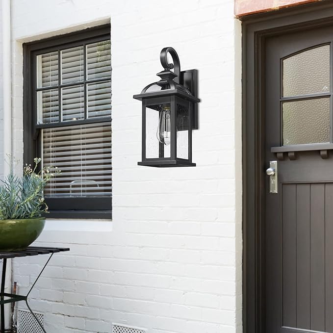 Darkaway Outdoor Lights Fixtures Wall Mount Outdoor Wall Sconce with Seeded Glass Waterproof Outside Exterior Lighting Fixture for House Front Porch Patio (1 Pack)