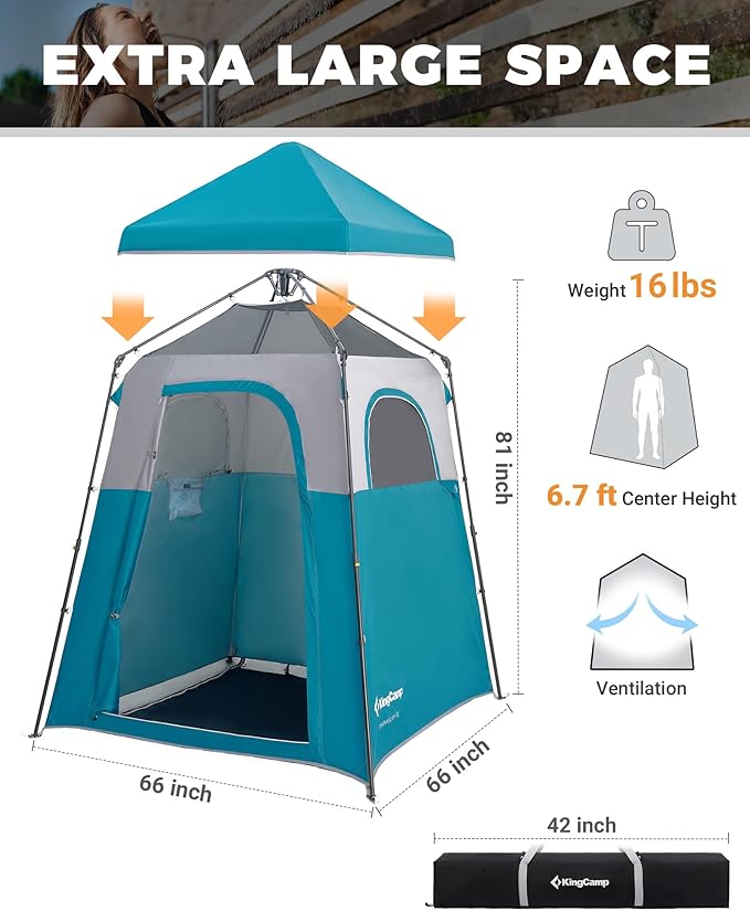 KingCamp Instant Shower Tent Portable Superior Stable Privacy Shelter Large Room Outdoor Toilet Tent with Floor for Beach Camping &amp Hiking Setup in Under 60s