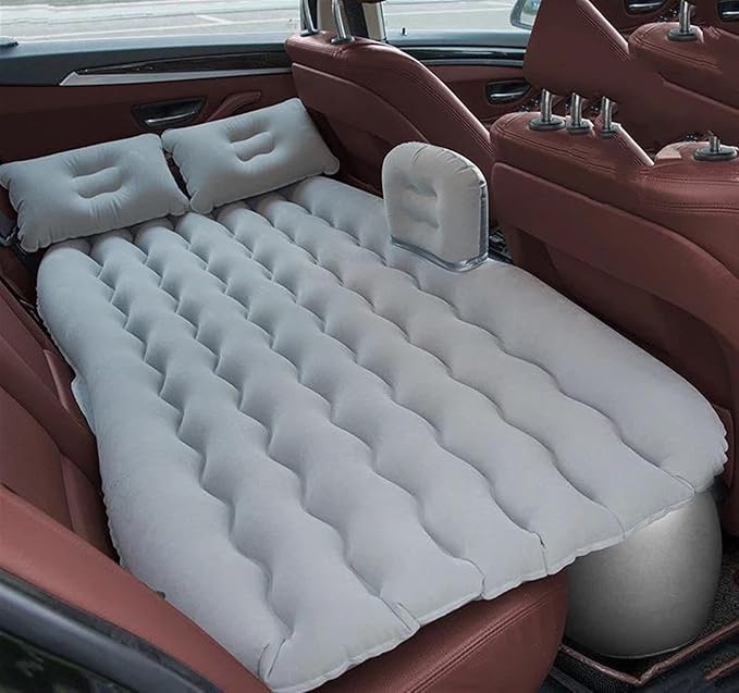 Car Inflatable Bed Multifunctional Camping Inflatable Mattress Double-Sided Flocked PVC Car Bed Cold-Resistant and Pressure-Resistant Car Interior (Pig)