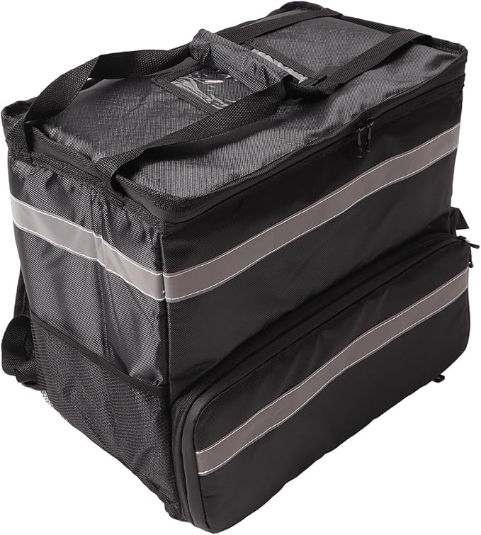 Insulated Backpack Large Capacity Expandable Layer Reflective Strips Night Safety Food Delivery Backpack with Aluminum Foil Lining for Hot Cold Food for Eats