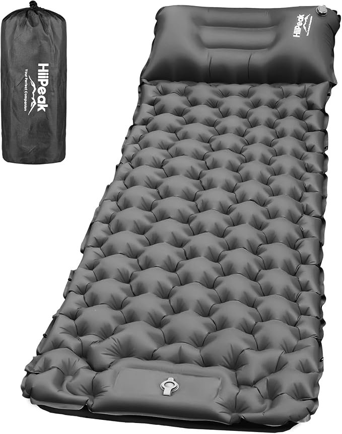 HiiPeak Sleeping Pad for Camping- Ultralight Inflatable Sleeping Mat with Built-in Foot Pump &amp Pillow Upgraded Compact Camping Air Mattress for Camping Backpacking Hiking