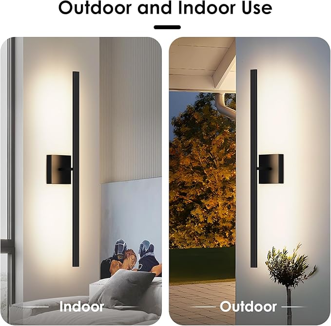 BesLowe 2-Pack 31.75inch Long Outdoor Wall Lights Modern LED Exterior Lighting Fixtures Wall Mount Waterproof Porch Lights Outdoor Wall Sconces Black Outside Lights for House Front Door Garage