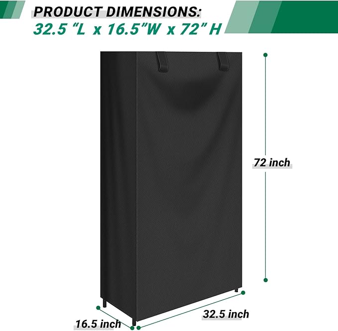 Storage Shelving Unit CoverWaterproof Shelf Cart Cover Protective Outdoor Indoor Storage Rack Dust Cover with Zipper (32.5Lx16.5Wx72H) Black O0-C2NH-ZY28