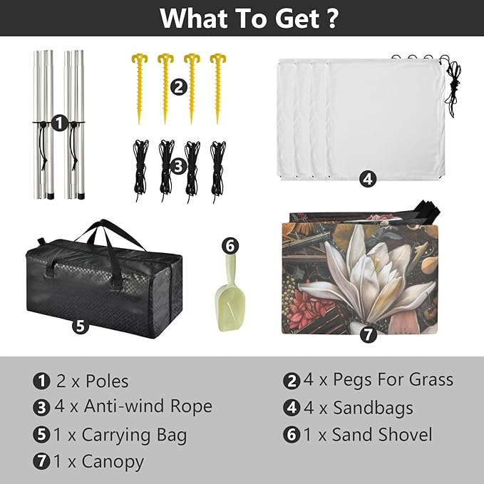 Lily Valley Clock Beach Tent Sun Shelter 9.2' x 10.5' Beach Canopy with 4 Sandbags 4 Stability Poles Sand Shovels - Tent Canopy for Beach Camping Fishing Picnics