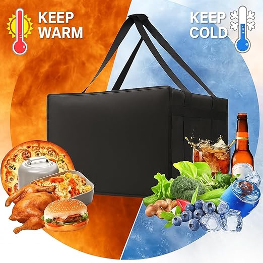 Bodaon Insulated Pizza Delivery Bags 20 x 20 x 14 Insulated Food Delivery Bag for Rideshare Drivers Pizza Pack Pizza Hot Warmer Carrier Food Warmers for Parties Insulation (Black 1Pk)