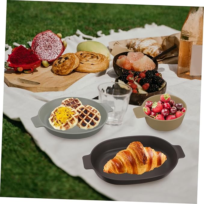Happyyami 1set Portable Dish Set Outdoor Tableware Set Unbreakable Plastic Dinnerware for Camping Hiking Picnics Includes Plate Bowl and Cutlery