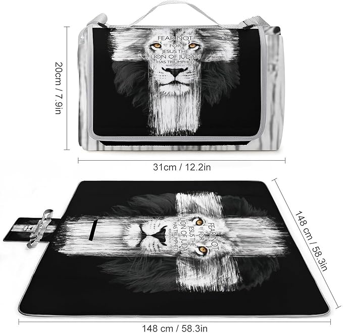 Jamaican Lion of Judah Rasta Lion King Waterproof Outdoor Picnic Blanket Sandproof Beach Mat for Camping Hiking Grass Travelling