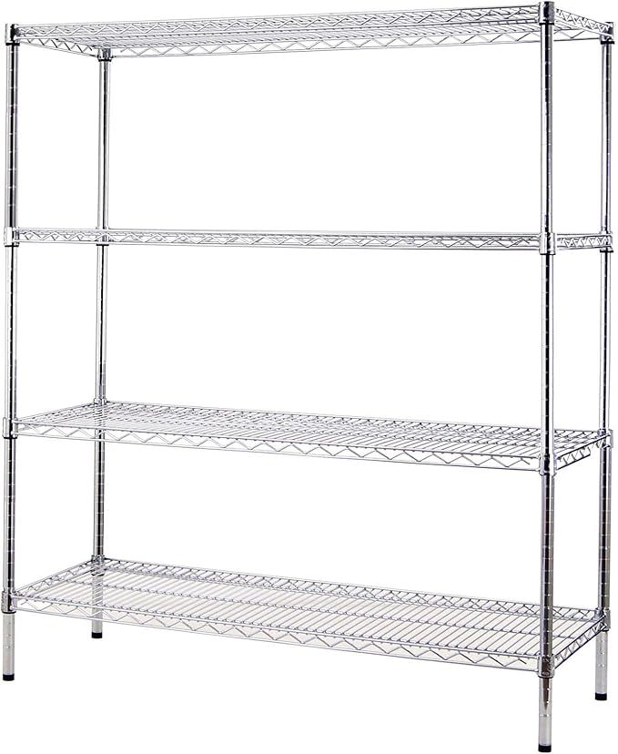 21 Deep x 54 Wide x 74 High 4 Tier Chrome Wire Shelving Kit | NSF Commercial Storage Rack Unit