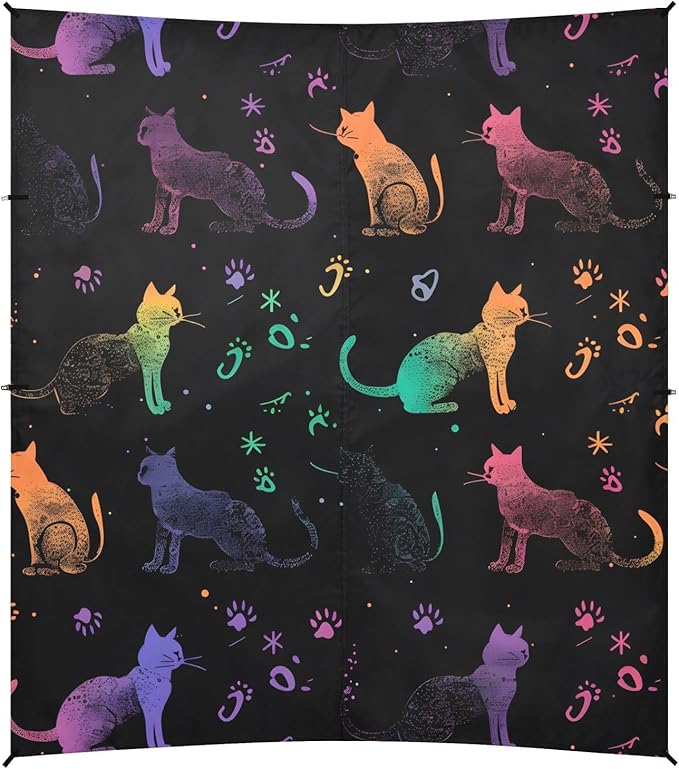 ALAZA Rainbow Cat Paw Prints Beach Tent Sun Shelter UPF50+ Protection Beach Shade Canopy w/ 4 Sandbags for Outdoor Camping Fishing Backyard Fun Picnic 10x9 ft