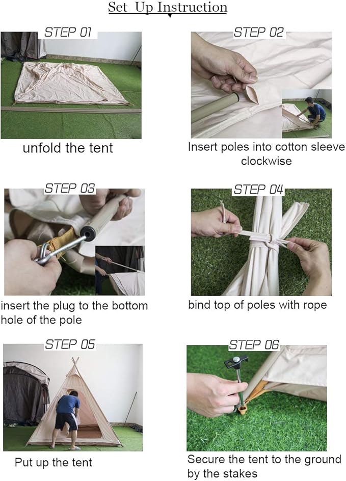 WINTENT Waterproof Cotton Canvas Teepee Tent with Stove Hole for 2-3 Persons
