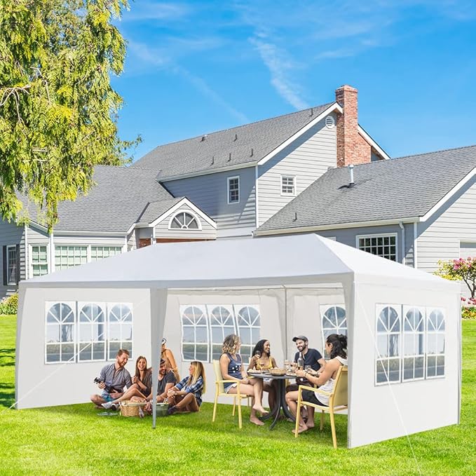 10'X20' Outdoor Party Tent with 4 Removable Sidewalls Waterproof Canopy Patio Wedding Gazebo White