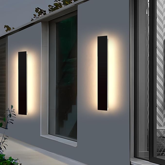 Mikeru 2 Pack Upgraded 31.4 Long LED Wall Sconce 4.3 Wide IP65 Waterproof Outdoor Wall Lights 3000K Warm White Exterior Lighting Fixtures for Front Porch Garage Basement &amp Patio