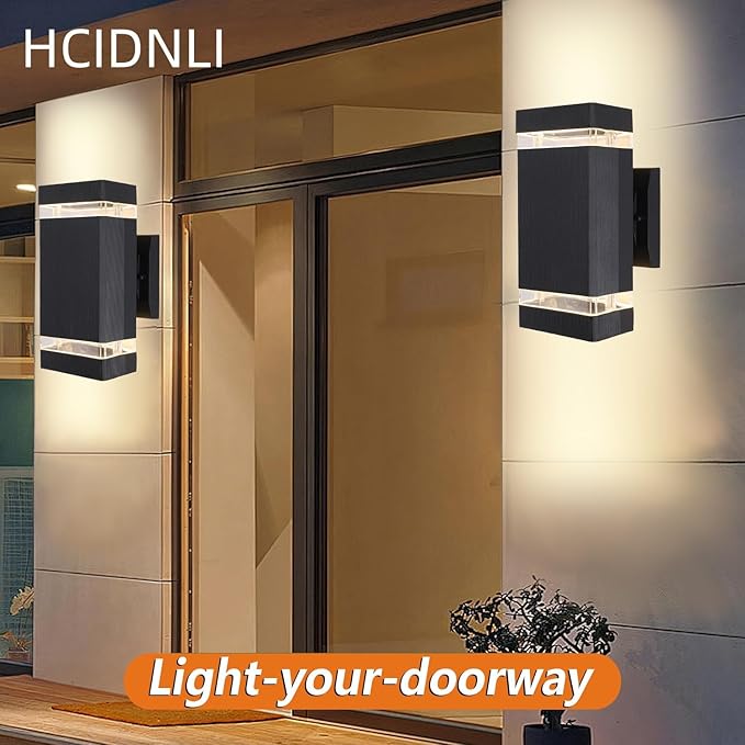 LED Outdoor Wall Light 4 Pack Square Up and Down Exterior Lighting Fixture Wall Mount Modern Aluminum Porch Light Waterproof Outside Lights for House