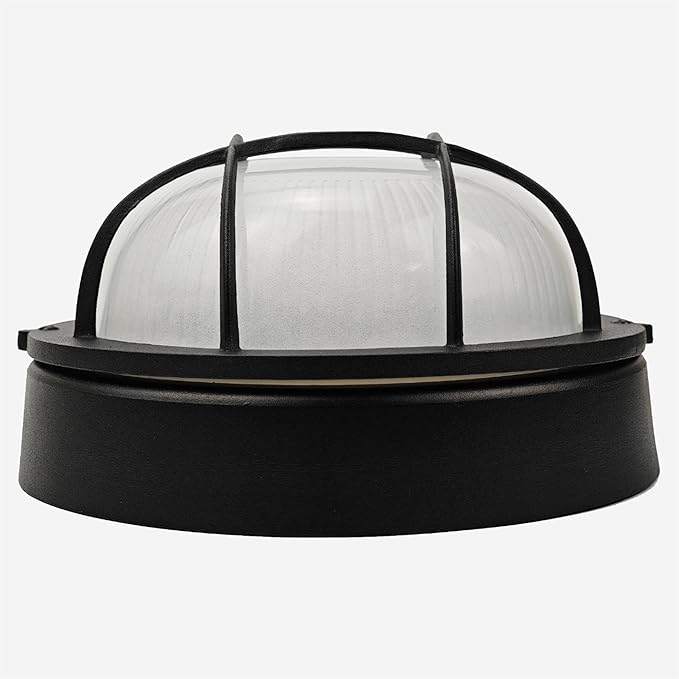 8 Inch Black Round Bulkhead LED Light Set of 2Nautical Outdoor Lights Black Round LED Sauna Light 3000K1500LM15W Outdoor 8 Nautical Bulkhead Wall Lights