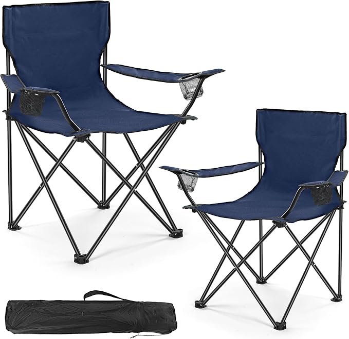 2 Pack Camping Chairs -Lightweight and Supportive Chairs for Adult and Lightweight Individuals - Compact Durable and Portable - Ideal for Camping Hiking Beach and Picnics -Carry Bag