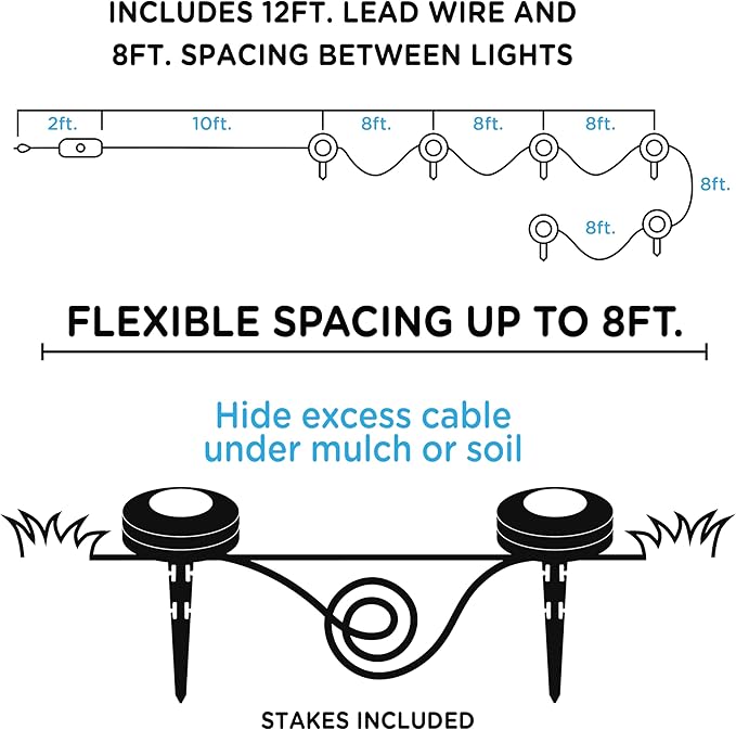 Enbrighten LED Ground Lights 6 Path Lights 40ft Color Changing Remote Control Outdoor Path Lighting Landscape Lighting for Yard Garden Patio Walkway 56067-S1