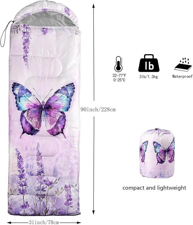 HOSIMA Dear Hunting Pattern Cold Weather Sleeping Bags for Kids AdultsBlack Light Weight Waterproof Sleeping Bags for Outdoors Hiking.