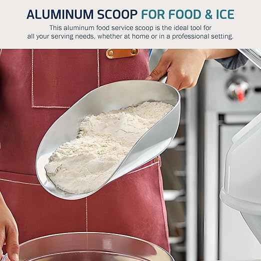 OCS Parts Aluminum 15.25-Inch Food and Ice Scoop | 85-Ounce | Professional Grade Scooper for Ice Flour Candy Sugar Rice Popcorn Coffee and Beans for Home or Commercial Kitchens