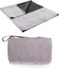 Picnic TIME Blanket Tote XL Outdoor Picnic Blanket 70x80 Foldable Beach Mat with Soft Fleece Top Water-Resistant Backing Carry Strap &amp Pocket Portable Blanket for 4-5 People (Pastel Plaid)