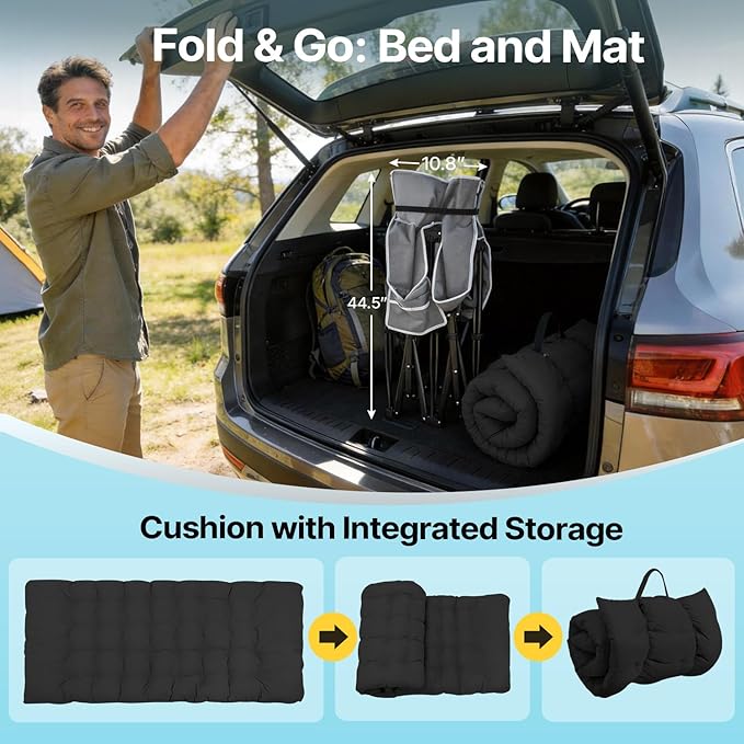 Slendor XXL Folding Camping Cot for Adults with Mattress Pillow Carry Bag 32 inch Extra Wide Portable Sleeping Cot 900LBS Support Outdoor Cot Bed for Office Nap Beach Travel RV