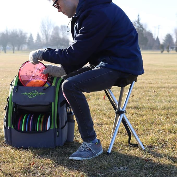 MVP Disc Sports Large Tripod Disc Golf Stool (Heather Gray)