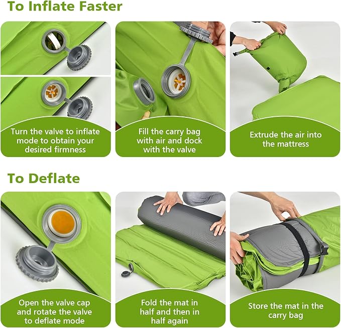 Giantex 4 Inch Self Inflating Camping Mat Green Compact Inflatable Lightweight