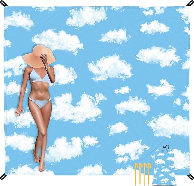 Beach Blanket 78''×86'' Waterproof Sandproof Beach Mat Lightweight Outdoor Picnic Blanket for Travel Camping Hiking