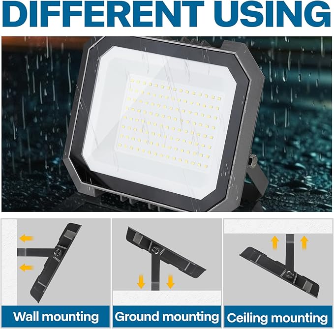 2 Pack LED Flood Lights Outdoor 200W 20000LM Super Bright Floodlight Outside Work Light with 5.9FT Plug IP65 Waterproof 6000K Outdoor LED Flood Light for Garage Yard Lawn Garden