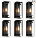 6Pack 18inch Outdoor Wall Light Fixtures Exterior Waterproof Modern Matte Black Wall Lamps with Glass ShadesE26 Sockets Porch Light for Front Door Patio Entryway