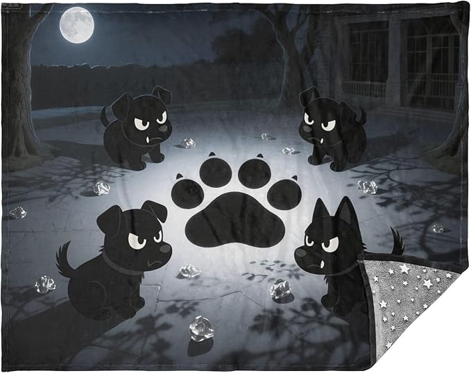 Throw Blankets For Couch Mysterious Dark Night Black Dog Girl Throw Blanket 50'' x 70''