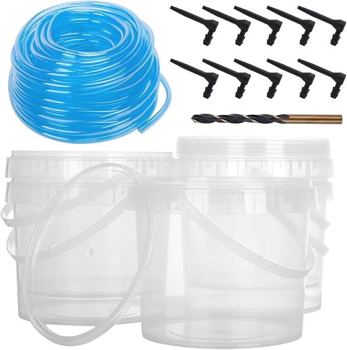 5 Sets Maple Syrup Tapping Kit Including 5 Buckets (5L) with Lid 30ft Tubing 10 Tree Taps 1 Tap &amp Drill Bit Maple Tree Tapping Kit for Experts or Beginners Maple Birch Syrup Collection Supplies