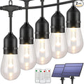 Mlambert 2 Pack Each 48FT 3-Color in 1 Solar String Lights Outdoor Dimmable Patio Lights with Remote 30+5 Waterproof LED Bulbs for Cafe Bistro Yard