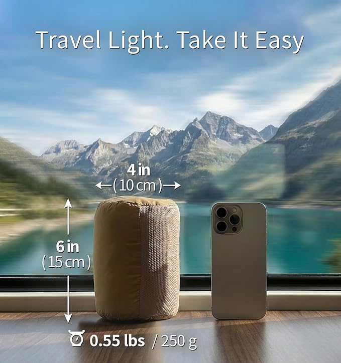 Litume Travel Blanket Lightweight and Breathable 67 x 48 in Soft Airplane Flight Blanket for Travelers Foldable Camping Sheet with Stuff Sack for Train Camp backapcking office home(Creamy Brown)