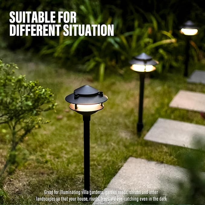 VENUS MANUFACTURING Low Voltage Landscape Lights LED Outdoor Pathway Light 12V AC 2.2W 32Lumen Warm White Landscape Lighting for Garden Path Driveway Yard 8Pack