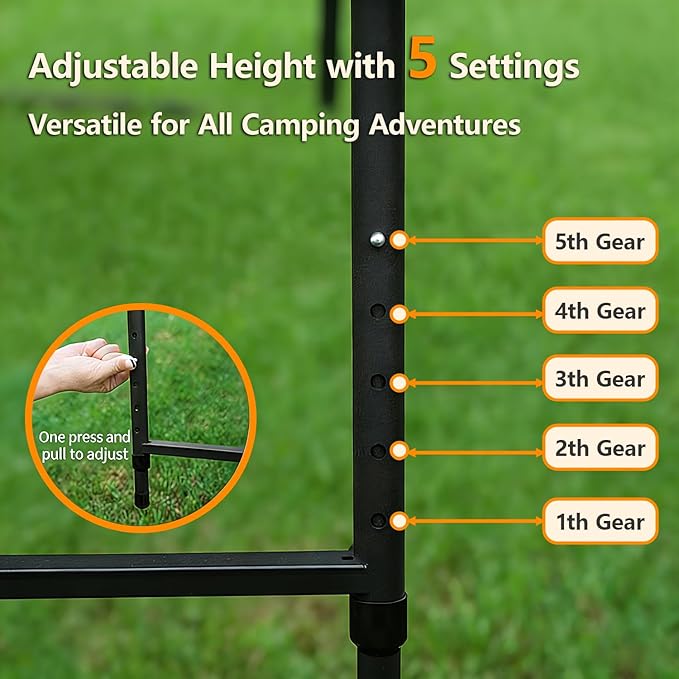 Camping Table Portable Folding Table 40.9x18.9 (Innovative Nitrogen Gas Strut) Adjustable Heights Outdoor Folding Tactical Table with Carry Handle Bonus Storage Bag for Camping Picnic Party