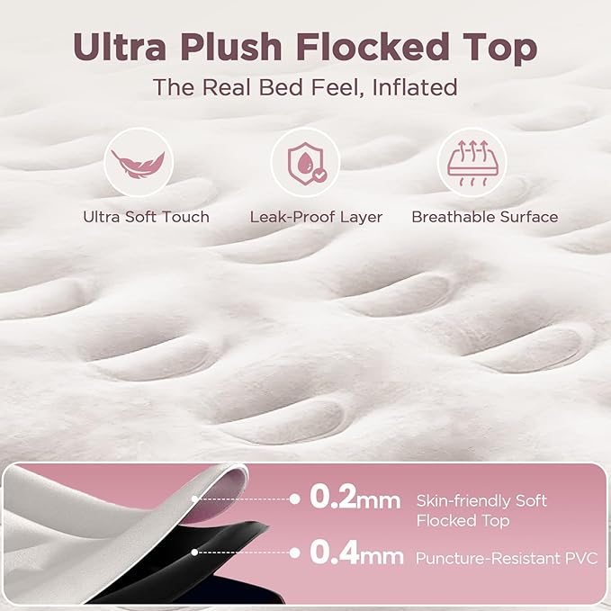 Air Mattress 18 Raised Full Size Self Inflatable Blow Up Mattress with Built in Pump Thick Comfort Air Bed with Carry Bag for Camping Guests &amp Home 600lb Capacity Colchon Inflable