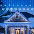 13 Ft 192 LED Snowflake Christmas Icicle Lights with 16 Drops 8 Modes and Timer IP65 Waterproof Connectable for Indoor Outdoor House Window Blue and White