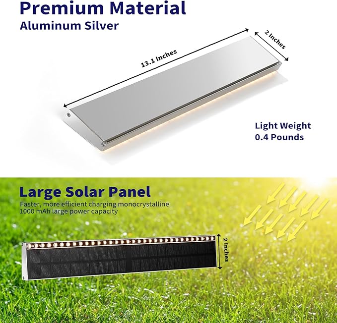 Solar Step Lights for Outside 33 Focused-Beam High-Brightness LEDs Waterproof Aluminum Outdoor Stair Light for Risers Curbsides Poolsides Planter Edges (Warm White 8Pack)