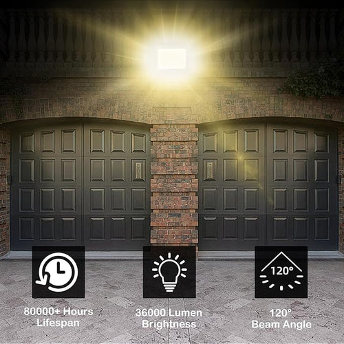 2 Pack 300W Warm White Led Flood Lights Outdoor3000K Super Bright 36000LM Security Lights with PlugExterior IP66 Waterproof FloodLight for Yard Garden Playground Stadium