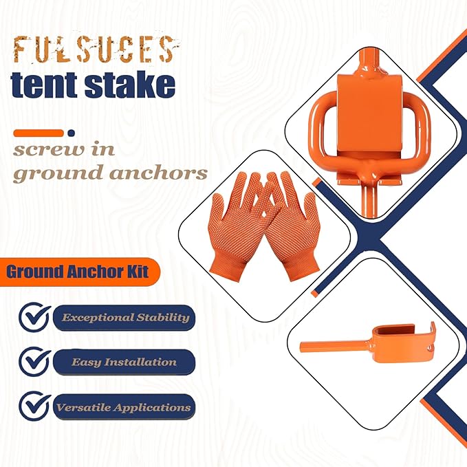 16In Tent Stakes Ground Anchors Screw in with 1PCS Tent Stakes Heavy Duty Adapter for Screw Ground Anchors Tree Straightening Kit Anchors Tent Mobile Home Anchors (Color : Orange Size : 6PCS