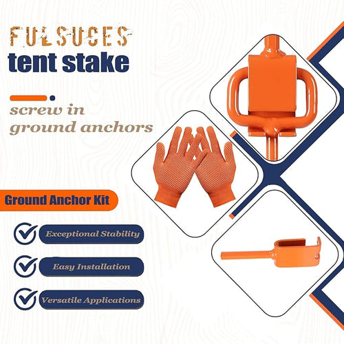 16In Tent Stakes Ground Anchors Screw in with 1PCS Tent Stakes Heavy Duty Adapter for Screw Ground Anchors Tree Straightening Kit Anchors Tent Mobile Home Anchors (Color : Orange Size : 12PCS