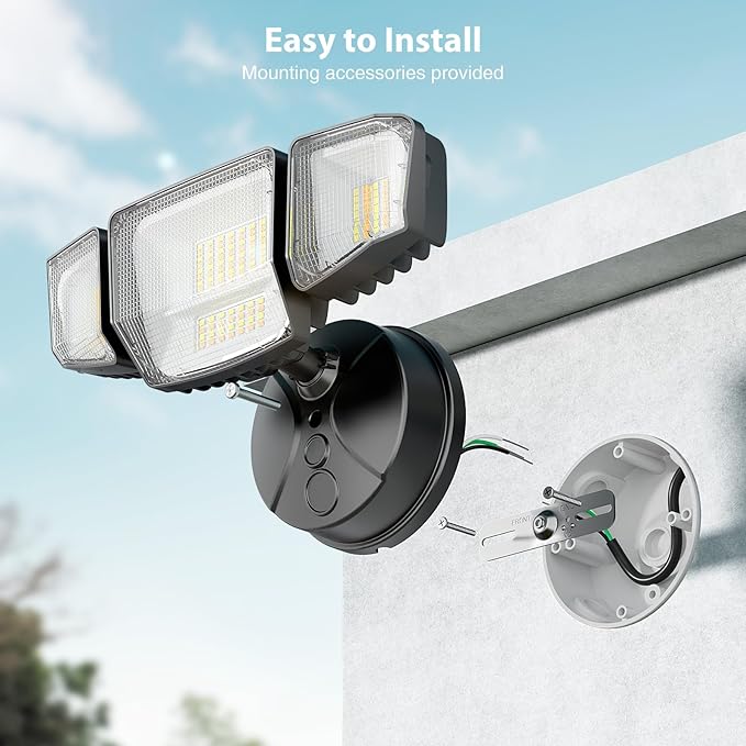 Onforu 65W Smart LED Flood Lights Outdoor 6500LM Brightness Adjustable APP Control Tunable 2700K-6500K WiFi Alexa Security Lights with Timer &amp 4 Lighting Head Exterior Floodlight for Yard Gara
