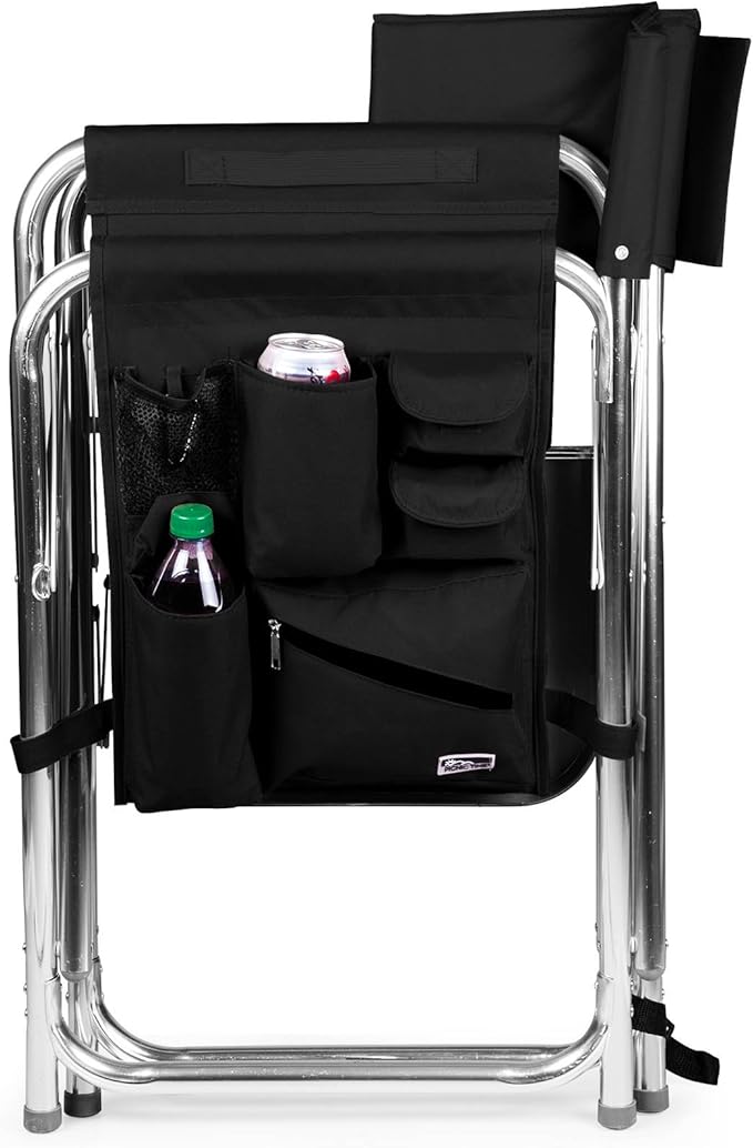PICNIC TIME Star Wars Sports Chair with Side Table Folding Beach and Camp Chair Portable Outdoor Chair with Carry Strap and Storage Pockets (Black)