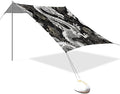 White Dragon Print Beach Tent Sun Shelter 9.2' x 10.5' Beach Canopy with 4 Sandbags 4 Stability Poles Sand Shovels - Tent Canopy for Beach Camping Fishing Picnics