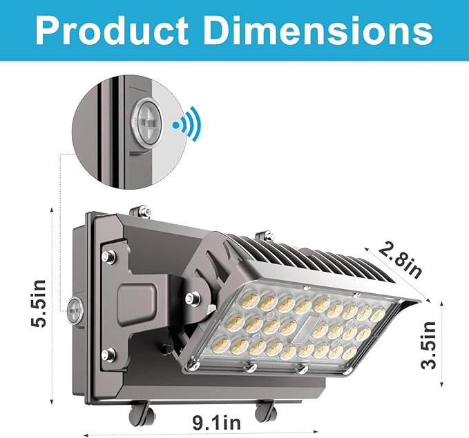 Lightdot 6Pack 150W LED Wall Pack Lights 360° Adjustable Panel with Dusk to Dawn Photocell 22500Lm 5000K IP65 Waterproof &amp Advanced Heat Dissipation Outdoor Security Lighting(Height:10~20ft)