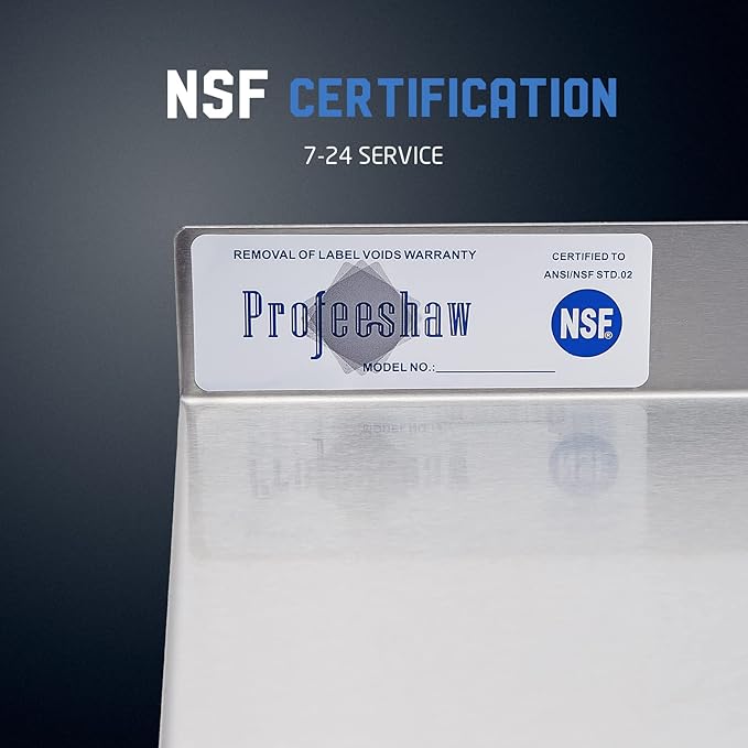 Profeeshaw NSF Stainless Steel Shelf 18” x 48” 400 lb Commercial Shelves Wall Mounted Metal Shelving with Backsplash and 2 Brackets for Restaurant Bar Utility Room Kitchen and Garage