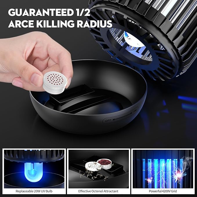 Bug Zapper Outdoor Indoor Mosquito Zapper Electric Fly Traps IPX4 Waterproof 20W Lamp Fly Insects Traps for Patio Garage Backyard Porch